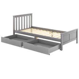 HomeTouch Fiona Solid Wood Single Bed Frame with 2 Storage Drawers Grey, 3FT in Grey - thumbnail 7