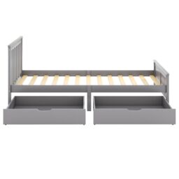 HomeTouch Fiona Solid Wood Single Bed Frame with 2 Storage Drawers Grey, 3FT in Grey - thumbnail 6