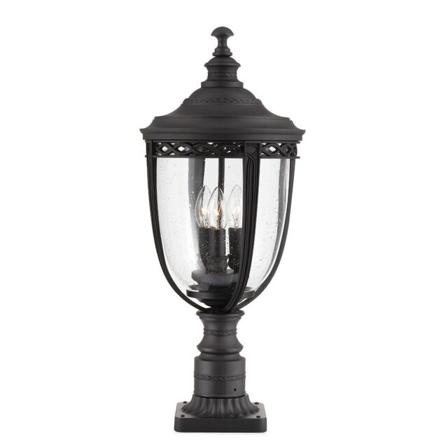 Loops Outdoor IP44 3 Bulb Wall Ground Pedestal Light Black LED E14 60W d00716