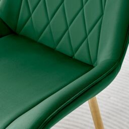 FurnitureboxUK Set of 2 Pesaro Luxury Soft Touch Diamond Pattern Velvet Dining Chairs With Gold Chrome Metal Legs in Green - thumbnail 5