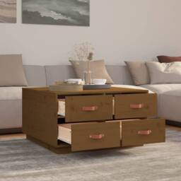 Berkfield Home Coffee Table Honey Brown 80x80x45 cm Solid Wood Pine - Size: 80 x 80 x 45 cm - thumbnail 4