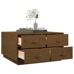 Berkfield Home Coffee Table Honey Brown 80x80x45 cm Solid Wood Pine - Size: 80 x 80 x 45 cm - thumbnail 5