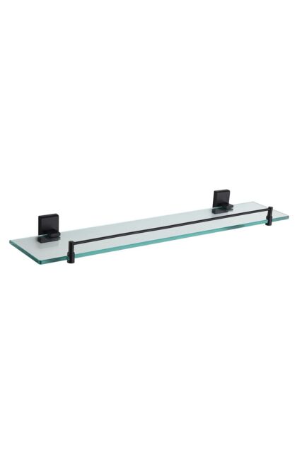 Showerdrape Unity Black Stainless Steel Wall Mounted Glass Vanity Shelf - image 1