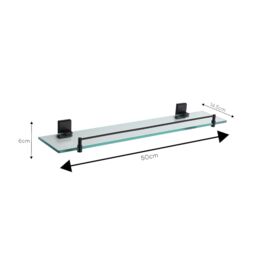 Showerdrape Unity Black Stainless Steel Wall Mounted Glass Vanity Shelf - thumbnail 2