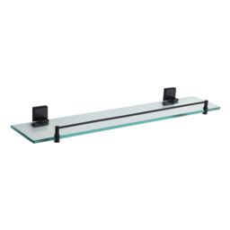 Showerdrape Unity Black Stainless Steel Wall Mounted Glass Vanity Shelf - thumbnail 3