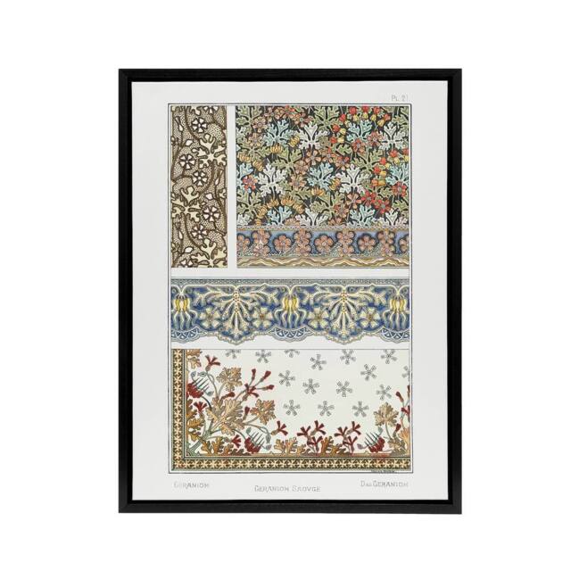 "Artery8 Geranium Flower Framed Canvas Wall Art Print Vintage Floral Verneuil - Size: W18"" x H24""" - image 1