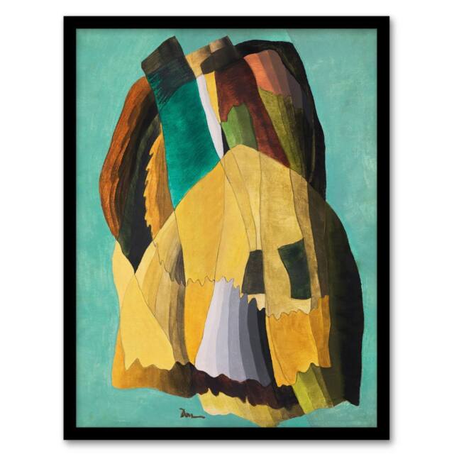 Artery8 Shore Road Abstract Coastal Landscape Dove Framed Wall Art Print - Size: A4 - image 1