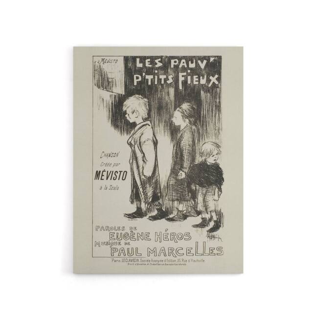 "Artery8 Poor Little Things Poster Sketch Steinlen Canvas Wall Art in White - Size: W18"" x H24""" - image 1