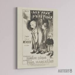 "Artery8 Poor Little Things Poster Sketch Steinlen Canvas Wall Art in White - Size: W18"" x H24""" - thumbnail 2