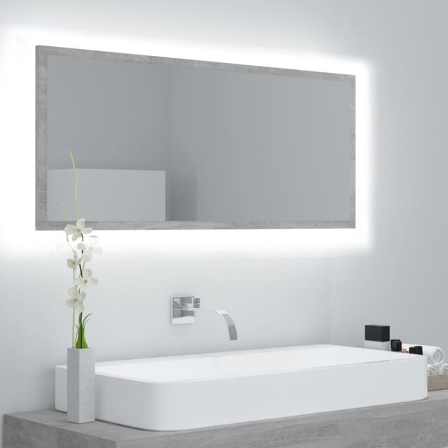 Berkfield Home LED Bathroom Mirror Concrete Grey 100x8.5x37 cm Acrylic - image 1