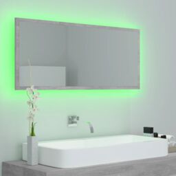 Berkfield Home LED Bathroom Mirror Concrete Grey 100x8.5x37 cm Acrylic - thumbnail 4