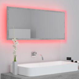 Berkfield Home LED Bathroom Mirror Concrete Grey 100x8.5x37 cm Acrylic - thumbnail 5