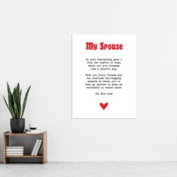 "Artery8 Love Poem Dog Lover Spouse Romantic Poetry Fun Wall Art Print in White - Size: W24"" x H32""" - thumbnail 4