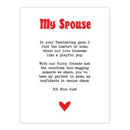 "Artery8 Love Poem Dog Lover Spouse Romantic Poetry Fun Wall Art Print in White - Size: W24"" x H32""" - thumbnail 1