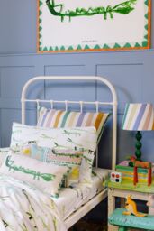 Wee Blue Bell 'Stick Crocs' Fitted Sheet in Green - Size: Double - thumbnail 1