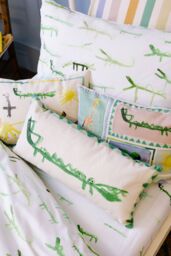 Wee Blue Bell 'Stick Crocs' Fitted Sheet in Green - Size: Double - thumbnail 2
