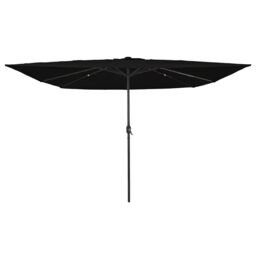 Berkfield Home Square Garden Umbrella with LED Lights 295x245 cm Black - thumbnail 1