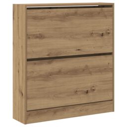 Berkfield Home Shoe Cabinet with Flip Drawer Smoked Oak 80x21x87, 5 cm in Brown - thumbnail 2