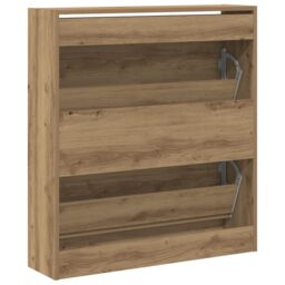 Berkfield Home Shoe Cabinet with Flip Drawer Smoked Oak 80x21x87, 5 cm in Brown - thumbnail 8