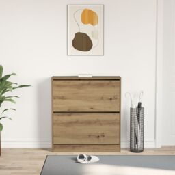 Berkfield Home Shoe Cabinet with Flip Drawer Smoked Oak 80x21x87, 5 cm in Brown - thumbnail 4