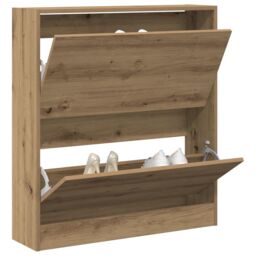 Berkfield Home Shoe Cabinet with Flip Drawer Smoked Oak 80x21x87, 5 cm in Brown - thumbnail 3