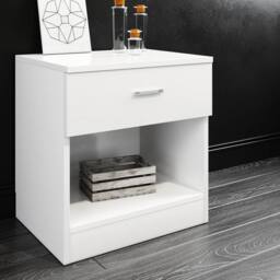 FORGEVIO Bedroom Furniture Set High Gloss White Beside Table Storage Cabinet - thumbnail 1