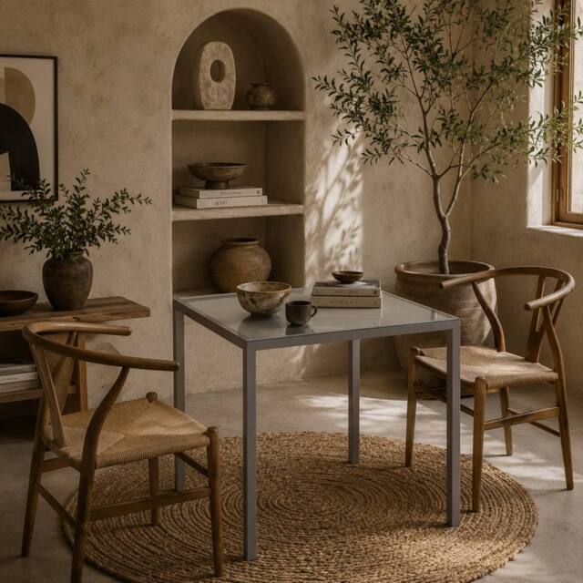 Wyld Haus Conona Grey Square Glass Dining Table 75cm Seats 2 to 4 - image 1