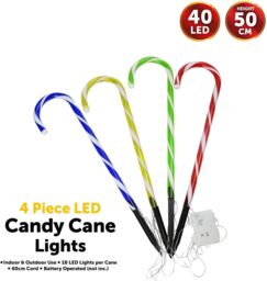 Almineez 4 Candy Cane Multi Coloured LED Light Up 50cm Stakes Garden Path Outdoor Indoor - thumbnail 4