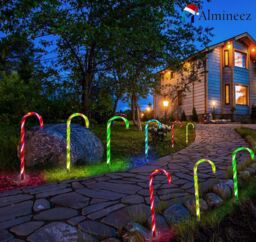 Almineez 4 Candy Cane Multi Coloured LED Light Up 50cm Stakes Garden Path Outdoor Indoor - thumbnail 2