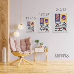 "Artery8 Vintage Sea Life Pattern Designs Canvas Wall Art Print Seguy - Size: W18"" x H24""" - thumbnail 4