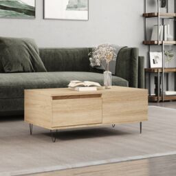 Berkfield Home Coffee Table Sonoma Oak 90x50x36.5 cm Engineered Wood in Brown - thumbnail 1