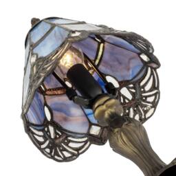 Happy Homewares Quirky & Petite Coloured Stained Glass Tiffany Lamp with Clear Beads in Purple - thumbnail 4