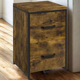 FURNOS Industrial 2 Drawer Portable Rolling Filing Cabinet in Brown - thumbnail 5