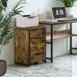 FURNOS Industrial 2 Drawer Portable Rolling Filing Cabinet in Brown - thumbnail 4