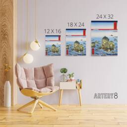 "Artery8 Futami Bay In Ise Province Canvas Wall Art Print Hiroshige in Blue - Size: W24"" x H32""" - thumbnail 4