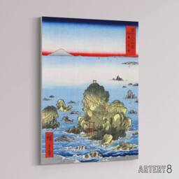 "Artery8 Futami Bay In Ise Province Canvas Wall Art Print Hiroshige in Blue - Size: W24"" x H32""" - thumbnail 2