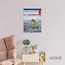 "Artery8 Futami Bay In Ise Province Canvas Wall Art Print Hiroshige in Blue - Size: W24"" x H32""" - thumbnail 3