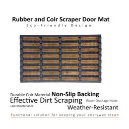 Nicoman Rubber Coir Scraper Doormat 75x45cm in Brown - Size: 45 cm x 75 cm - thumbnail 3