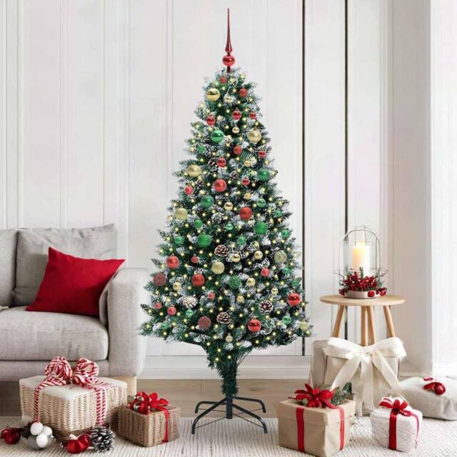 Berkfield Home Artificial Christmas Tree with 300 LEDs with Stand Green 180 cm - image 1