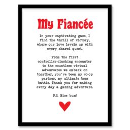 "Artery8 Love Poem Gamer Nerd Fiancée Romantic Poetry Fun Framed Art Print in White - Size: W12"" x H16""" - thumbnail 1