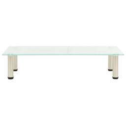 Berkfield Home TV Stand Frosted 80x35x17 cm Tempered Glass in Clear - Size: 80 x 35 x 17 cm - thumbnail 3