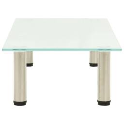 Berkfield Home TV Stand Frosted 80x35x17 cm Tempered Glass in Clear - Size: 80 x 35 x 17 cm - thumbnail 1
