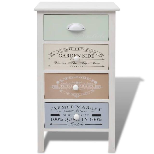 Berkfield Home Classic French Storage Cabinet 4 Drawers Wood in White - image 1