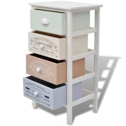 Berkfield Home Classic French Storage Cabinet 4 Drawers Wood in White - thumbnail 4