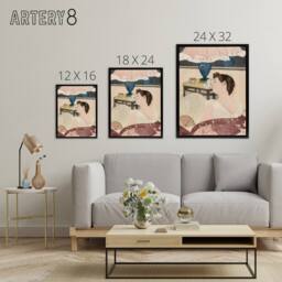 "Artery8 The Lamp Woman With Fan Painting Cassatt Framed Canvas Wall Art - Size: W18"" x H24""" - thumbnail 4
