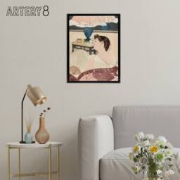 "Artery8 The Lamp Woman With Fan Painting Cassatt Framed Canvas Wall Art - Size: W18"" x H24""" - thumbnail 3