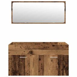 Berkfield Home 5 Piece Bathroom Furniture Set Old Wood Engineered Wood in Brown - thumbnail 5