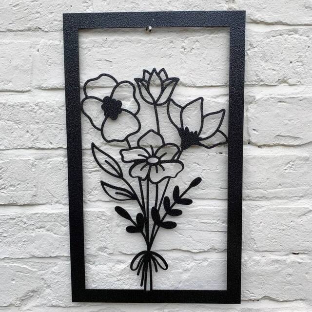 Poppyforge Framed Bouquet Wall Art - Bare Metal/Ready to Rust - W30 x H50 cm in Black - image 1