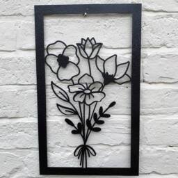 Poppyforge Framed Bouquet Wall Art - Bare Metal/Ready to Rust - W30 x H50 cm in Black - thumbnail 2