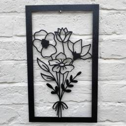 Poppyforge Framed Bouquet Wall Art - Bare Metal/Ready to Rust - W30 x H50 cm in Black - thumbnail 1